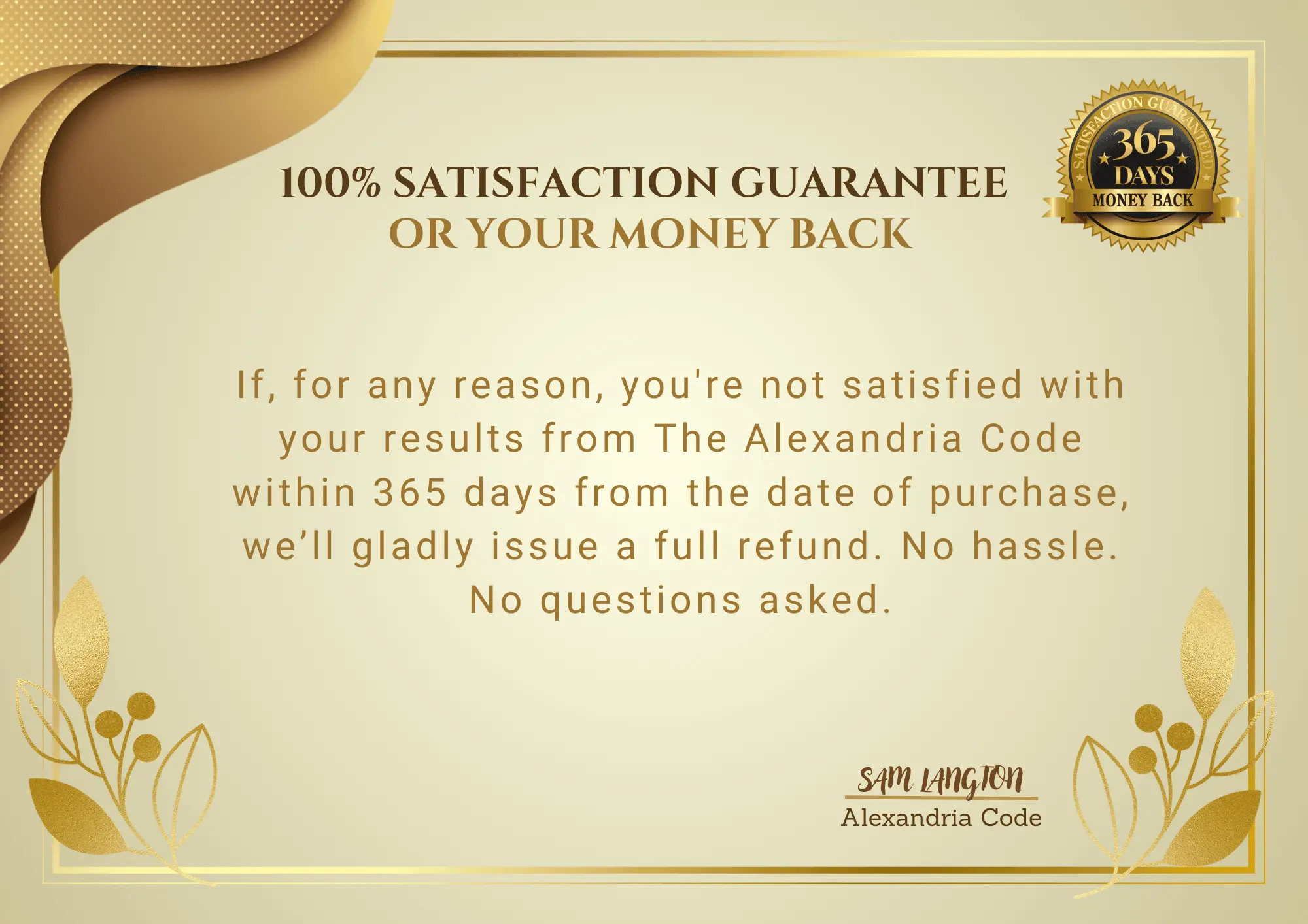 Alexandria Code money back